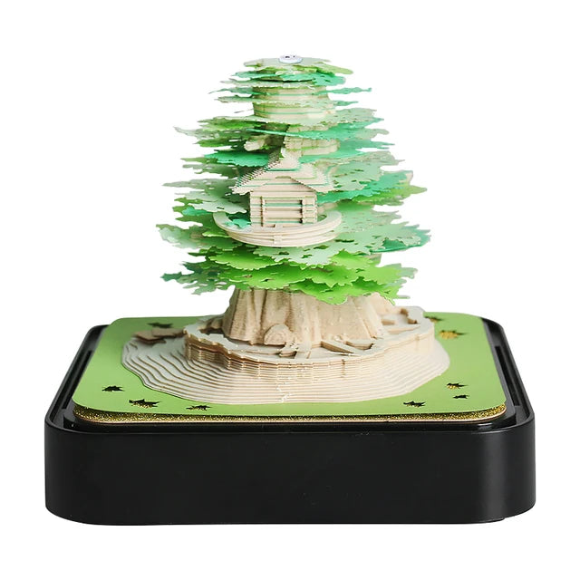 2024 Calendar Blue Earth Astronauts Omoshiroi Block 3D Memo Pad Paper Sticky Notes Tree House Earth LED Light Gift Items