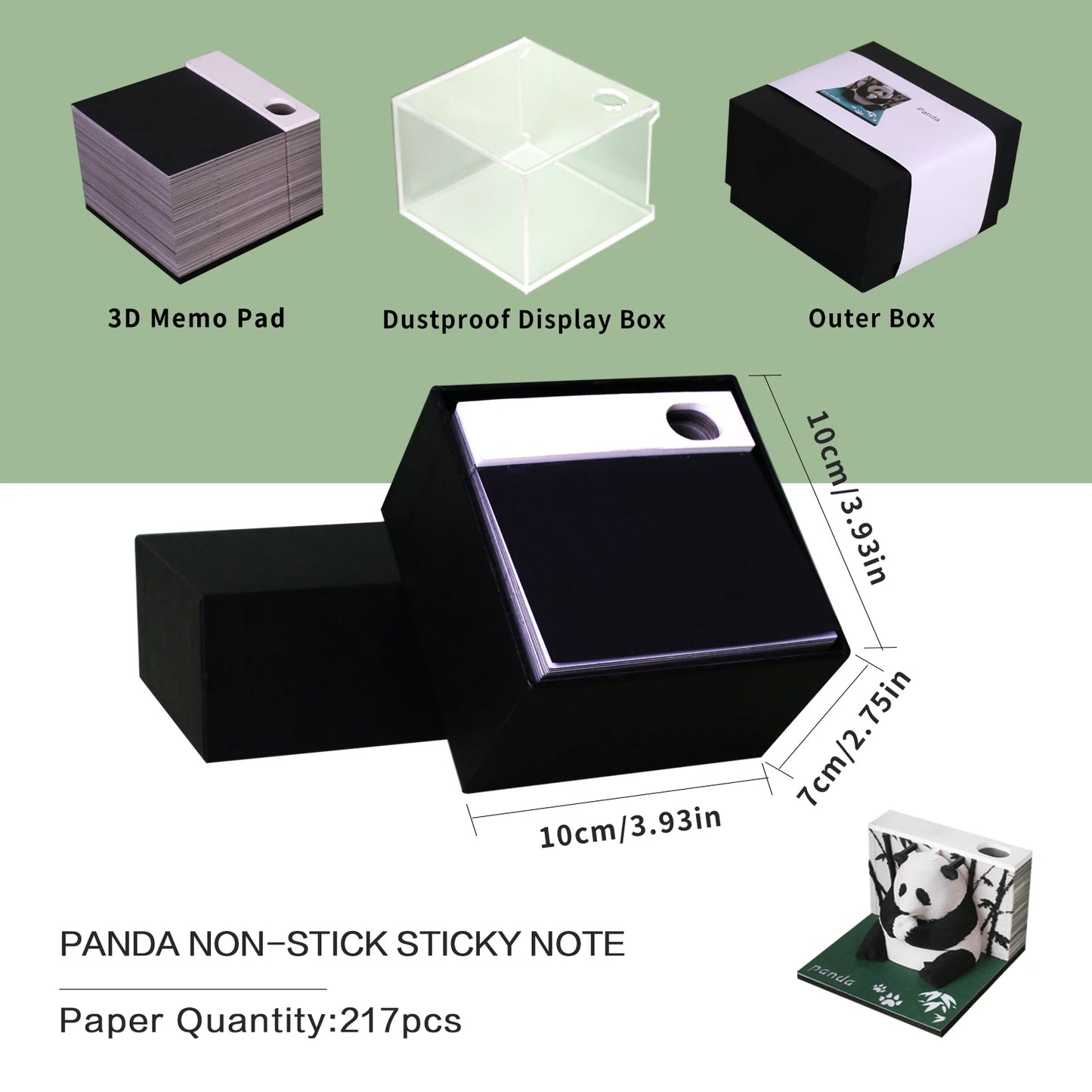 Omoshiroi Block 3D Art Calendar 2024 Panda Memo Pad Kawaii 3D Sticky Note Blocks 3D Note Paper Carving Model Gift